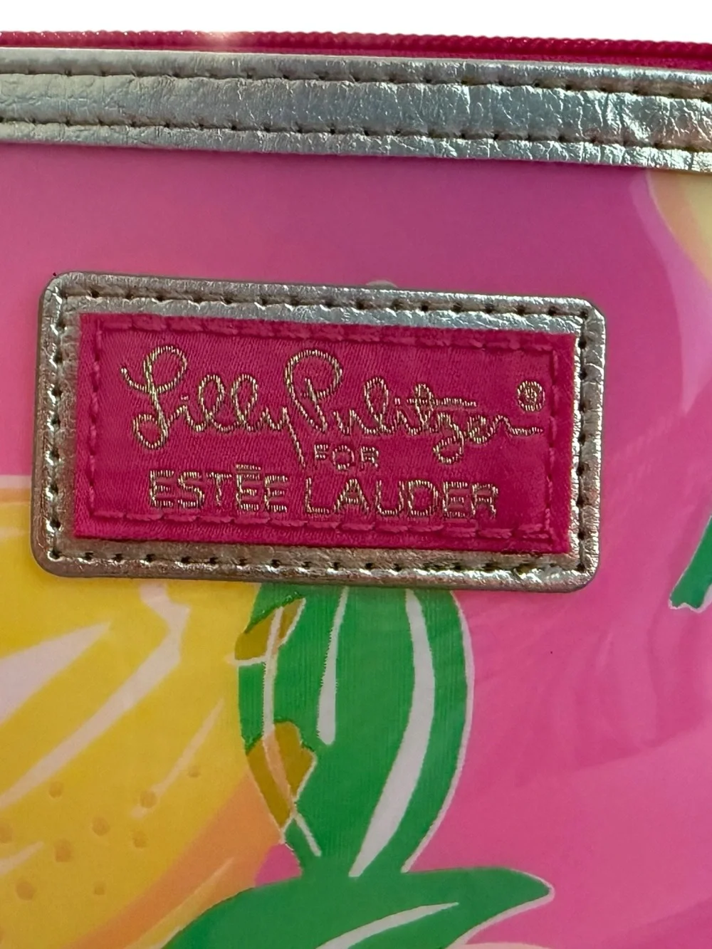 Lilly Pulitzer Pink & Yellow Lemon Print Cosmetic Makeup Bag Pouch